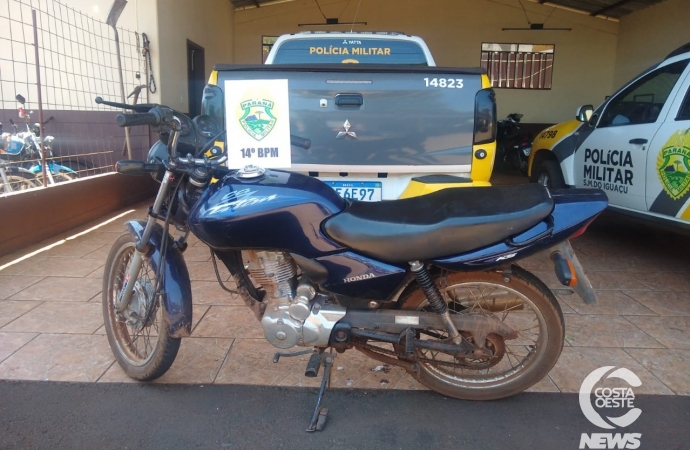 Polícia Militar de São Miguel do Iguaçu recupera motocicleta furtada