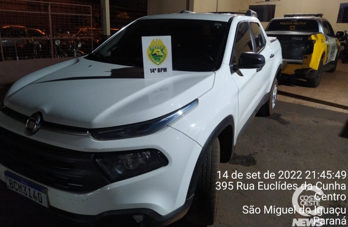 Polícia Militar de São Miguel do Iguaçu recupera veículo roubado em Medianeira