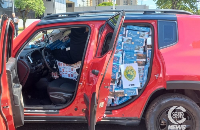 Policia Militar encontra veículo carregado de cigarros em uma auto elétrica de Medianeira