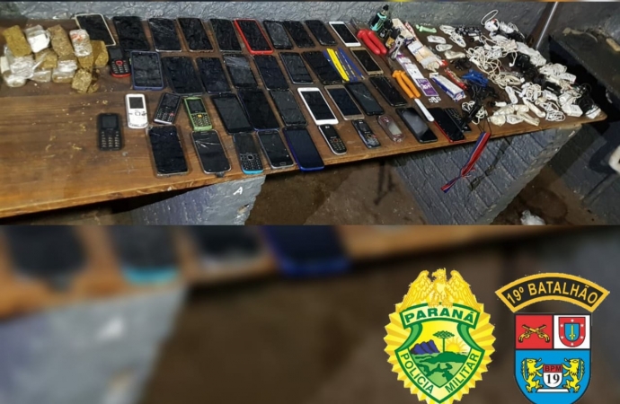 PM prende dois indivíduos que tentavam passar celulares, drogas e ferramentas para a cadeia pública de Guaíra
