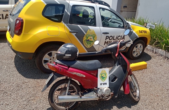Polícia Militar recupera, em São Miguel do Iguaçu, motocicleta roubada