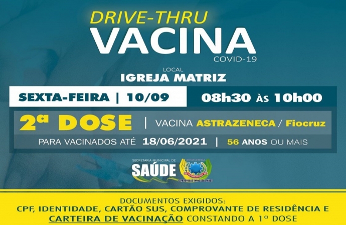 População de São Miguel de 56 anos ou mais recebe a 2ª dose da AstraZeneca/Fiocruz nesta sexta-feira (10)