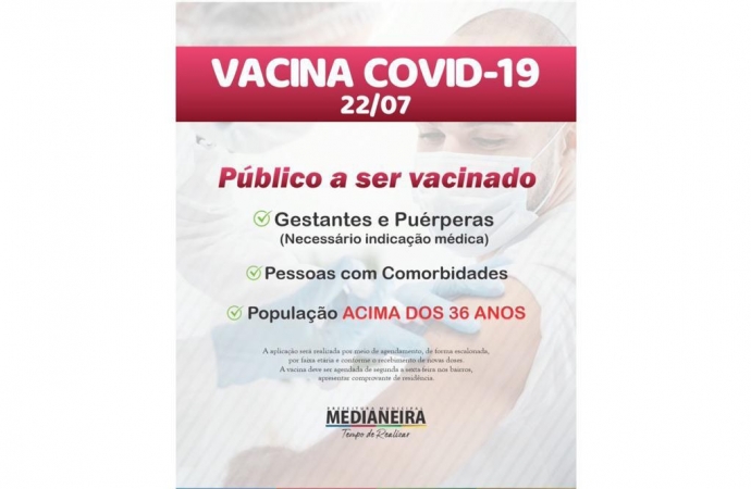 População em geral acima de 36 anos já pode ser vacinadas em Medianeira