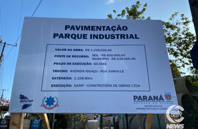 Prefeito de São Miguel do Iguaçu assina ordem de serviço para pavimentação do parque industrial