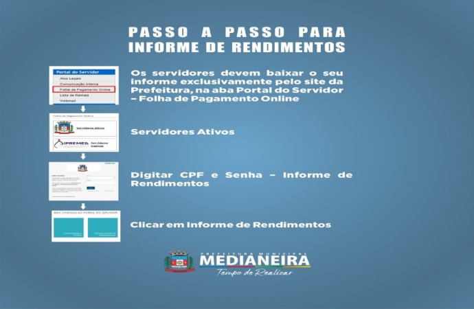 Prefeitura de Medianeira disponibiliza informe de rendimentos pra Imposto de Renda 2022