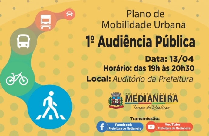 Prefeitura de Medianeira realiza 1ª Audiência Pública do Plano de Mobilidade Urbana no dia 13 de abril