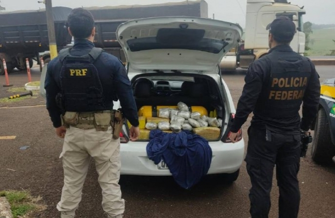 PRF e PF apreendem 156 quilos de maconha em Céu Azul (PR)