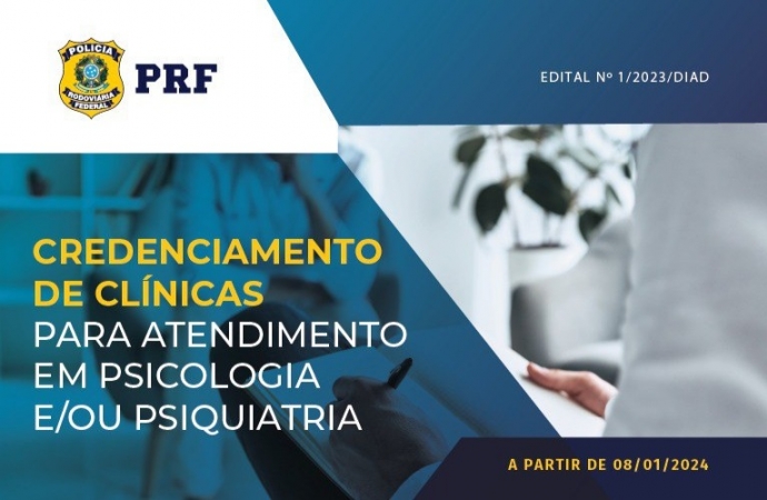 PRF publica edital para credenciamento de psicólogos e psiquiatras