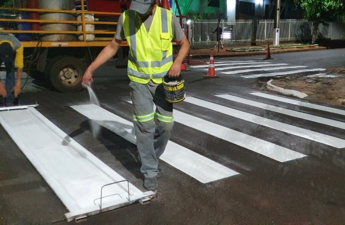 Repintura das faixas de pedestre em Medianeira