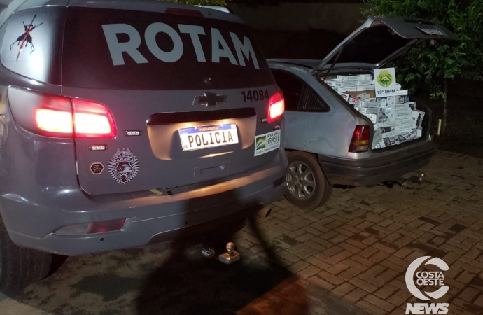 Rotam apreende veículo abarrotado com cigarros em Santa Helena