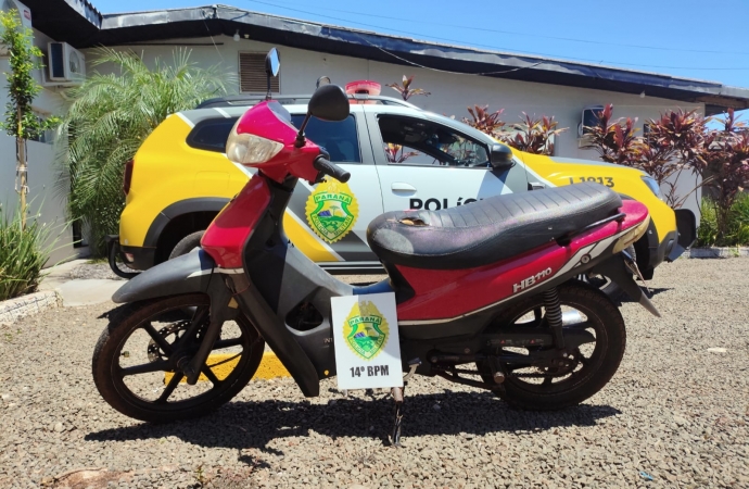 São Miguel do Iguaçu: Polícia Militar recupera motocicleta roubada no Paraguai