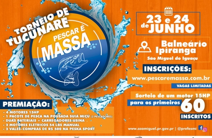 São Miguel do Iguaçu vai sediar o Torneio de Pesca ao Tucunaré nos dias 23 e 24 de junho
