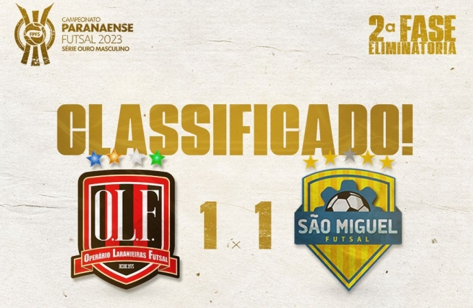 São Miguel Futsal avança para as quartas de final do Paranaense Série Ouro