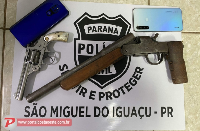 São Miguel: Pol. Civil prende homem, recupera objetos roubados e apreende armas de fogo
