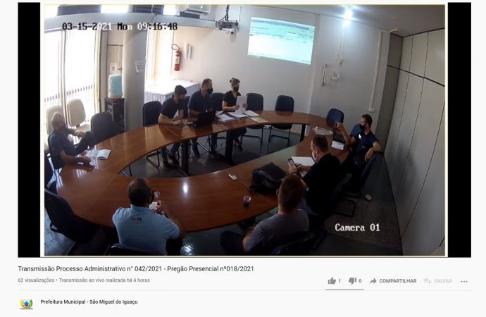 São Miguel do Iguaçu: Governo Municipal inicia transmissão ao vivo de processos licitatórios pelo YouTube
