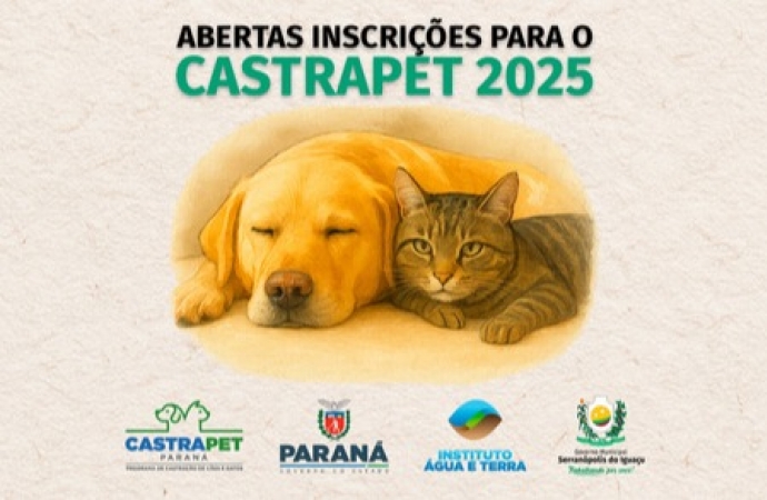 Serranópolis do Iguaçu: Governo Municipal abre inscrições para o CastraPet 2025 em Serranópolis do Iguaçu
