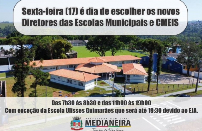 Sexta-feira é dia de escolher novos diretores na rede pública municipal de Medianeira