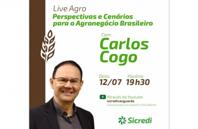 Sicredi Vanguarda realiza live voltado ao agronegócio Evento traz a visão do especialista Carlos Cogo sobre perspectivas e cenários futuros