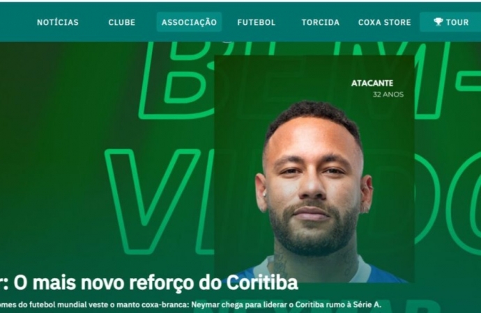 Site do Coritiba é invadido por hacker que anuncia contratação de Neymar