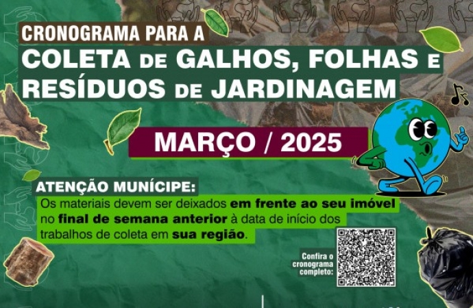 SMI: Cronograma para a coleta de galhos, folhas e resíduos de jardinagem será retomado na próxima segunda (10)