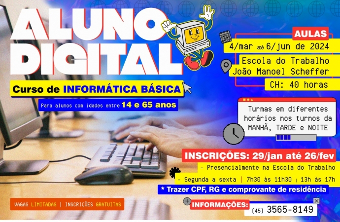 SMI: Governo Municipal abre na segunda-feira (29) inscrições para o curso ‘Aluno Digital’