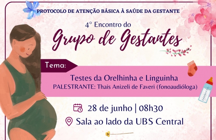 SMI: Governo Municipal vai realizar o 4º encontro do Grupo de Gestantes no dia 28 de junho