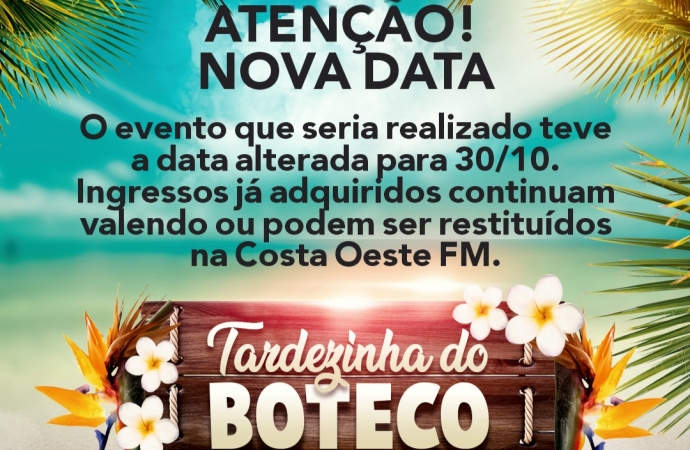 Tardezinha do Boteco é transferida para 30 de outubro em virtude do novo Decreto Estadual