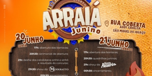4º Arraiá Junino inicia nesta sexta-feira (20) com atrações para toda a família