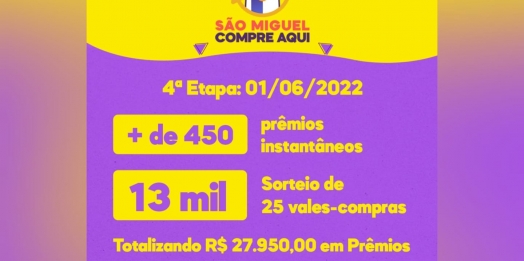 Acismi inicia 4ª e última etapa da Campanha São Miguel Compre Aqui quase R$ 28 mil em prêmios