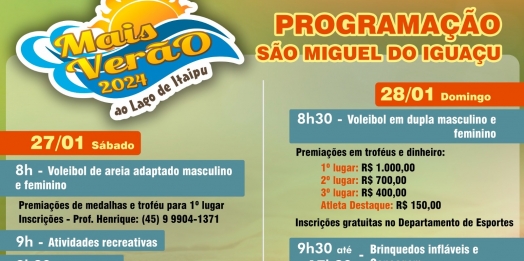 Balneário Ipiranga vai sediar o Mais Verão 2024 nos dias 27 e 28 de janeiro