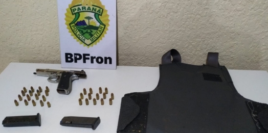 BPFRON apreende arma de fogo, colete balístico e munições, durante abordagem em Matelândia