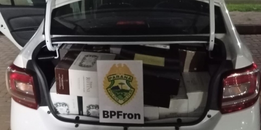 BPFRON apreende bebidas estrangeiras veículo em Santa Tereza do Oeste
