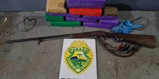 BPFRON apreende droga, arma de fogo e munições em Diamante do Oeste