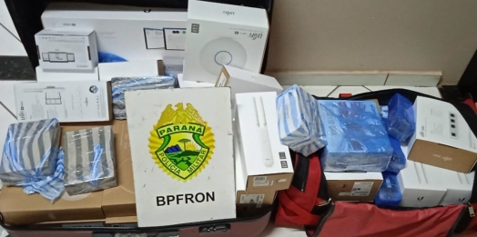 BPFRON apreende eletrônicos e contrabando em ônibus durante Operação Hórus em Medianeira