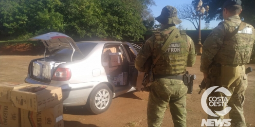 BPFRON e BOPE apreendem veículo carregado com cigarros em Entre Rios do Oeste