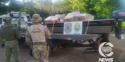 BPFRON e PF apreendem barco carregado com cigarros em Pato Bragado