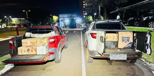 BPFRON e PF apreendem cigarros contrabandeados, armas de fogo e veículos adulterados em São Miguel do Iguaçu
