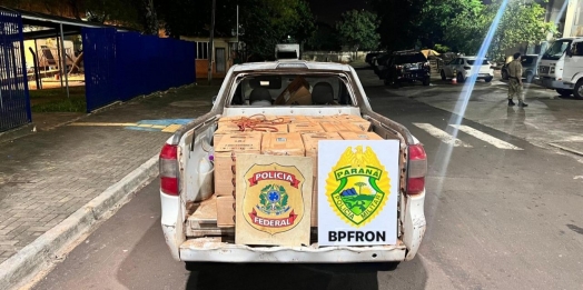 BPFron e PF apreendem cigarros contrabandeados na cidade de Santa Helena