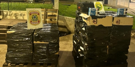 BPFRON e Polícia Federal apreendem cigarros contrabandeados em Santa Terezinha de Itaipu