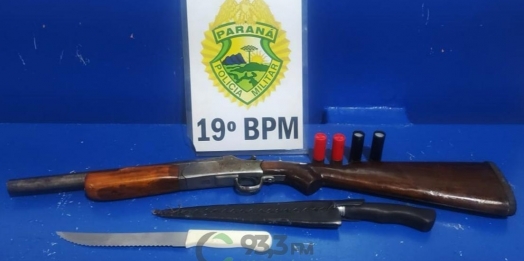 Briga de casal em Entre Rios do Oeste termina com um preso e arma e munições apreendidas