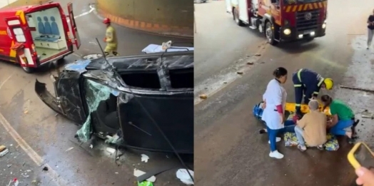 Carro sai de pista e voa para dentro de túnel após acidente na BR-277