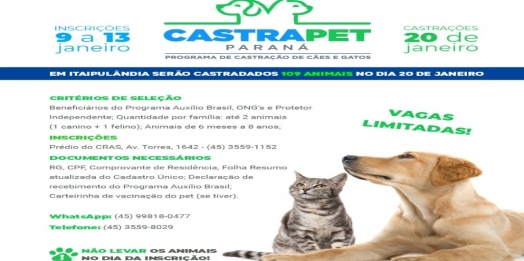 CASTRAPET estará em Itaipulândia no mês de janeiro