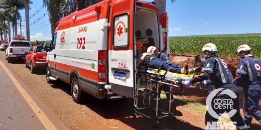 Colisão traseira deixa mulher ferida na PR 488, em Santa Helena