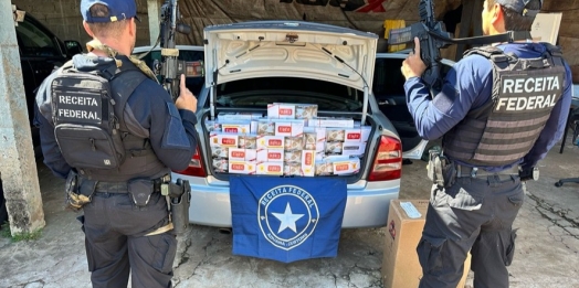 Equipe da Receita Federal em Guaíra realiza grande apreensão de cigarros contrabandeados