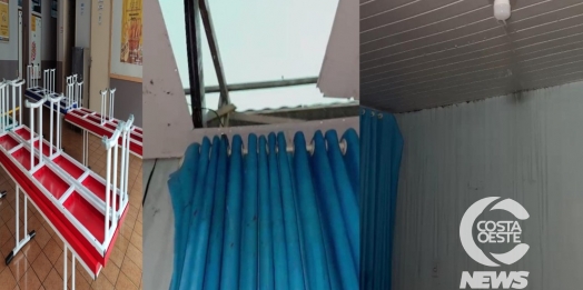 Escola Municipal Henrique Ghellere tem cobertura danificada após temporal em São Miguel do Iguaçu