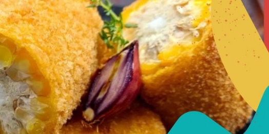 Espiga de milho verde empanada e frita
