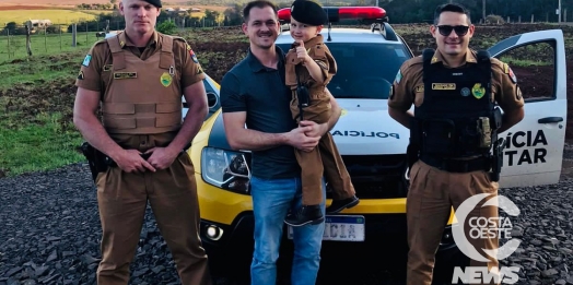 Fã mirim da Polícia Militar de Itaipulândia recebe grande surpresa