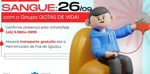 Gotas de Vida realiza nova ação de doação de sangue no dia 26 de setembro