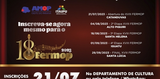Governo Municipal abre inscrições para interessados em representar o município no 18º Fermop