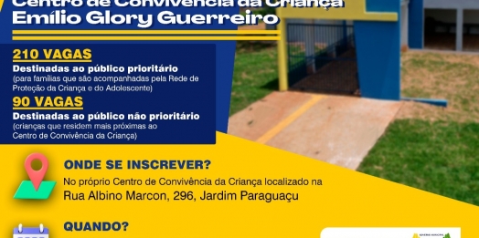 Governo Municipal de São Miguel do Iguaçu abre inscrições para o Centro de Convivência da Criança